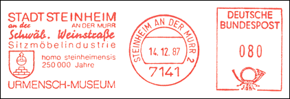 Frankatura mechaniczna: Steinheim an der Murr 2, 14.12.1987