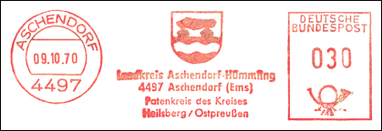 Frankatura mechaniczna: Aschendorf, 9.10.1970