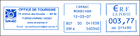Frankatura mechaniczna: Carnac, 12.03.2007