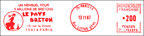 Frankatura mechaniczna: Paris 43, 13.11.1987