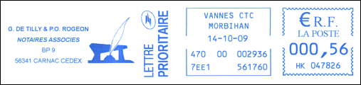 Frankatura mechaniczna: Vannes, 14.10.2009