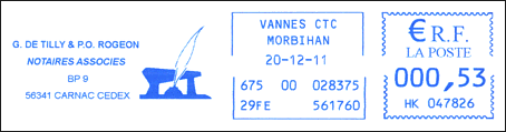 Frankatura mechaniczna: Vannes, 20.12.2011