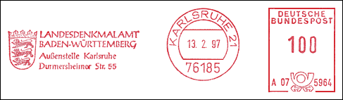 Frankatura mechaniczna: Karlsruhe 21, 13.02.1997