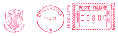 Frankatura mechaniczna: L'Aquila, 11.04.2001