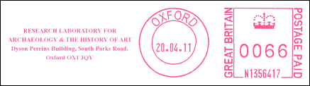 Frankatura mechaniczna: Oxford, 20.04.2011