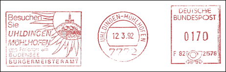 Frankatura mechaniczna: Uhldingen-Mühlhofen, 12.03.1992