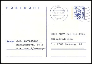 Całostka Cp: Norwegia P 156 yBa