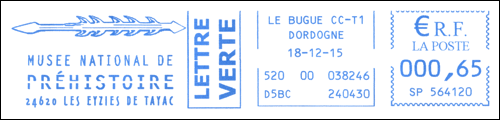 Frankatura mechaniczna: Le Bugue, 18.12.2015