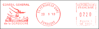 Frankatura mechaniczna: Périgueux - Gare, 20.09.1989